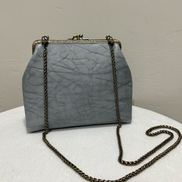 Embossed Cowhide Handsewn Retro Style Double Kiss-lock Shoulder Bag/Crossbody - Picture 9 of 16